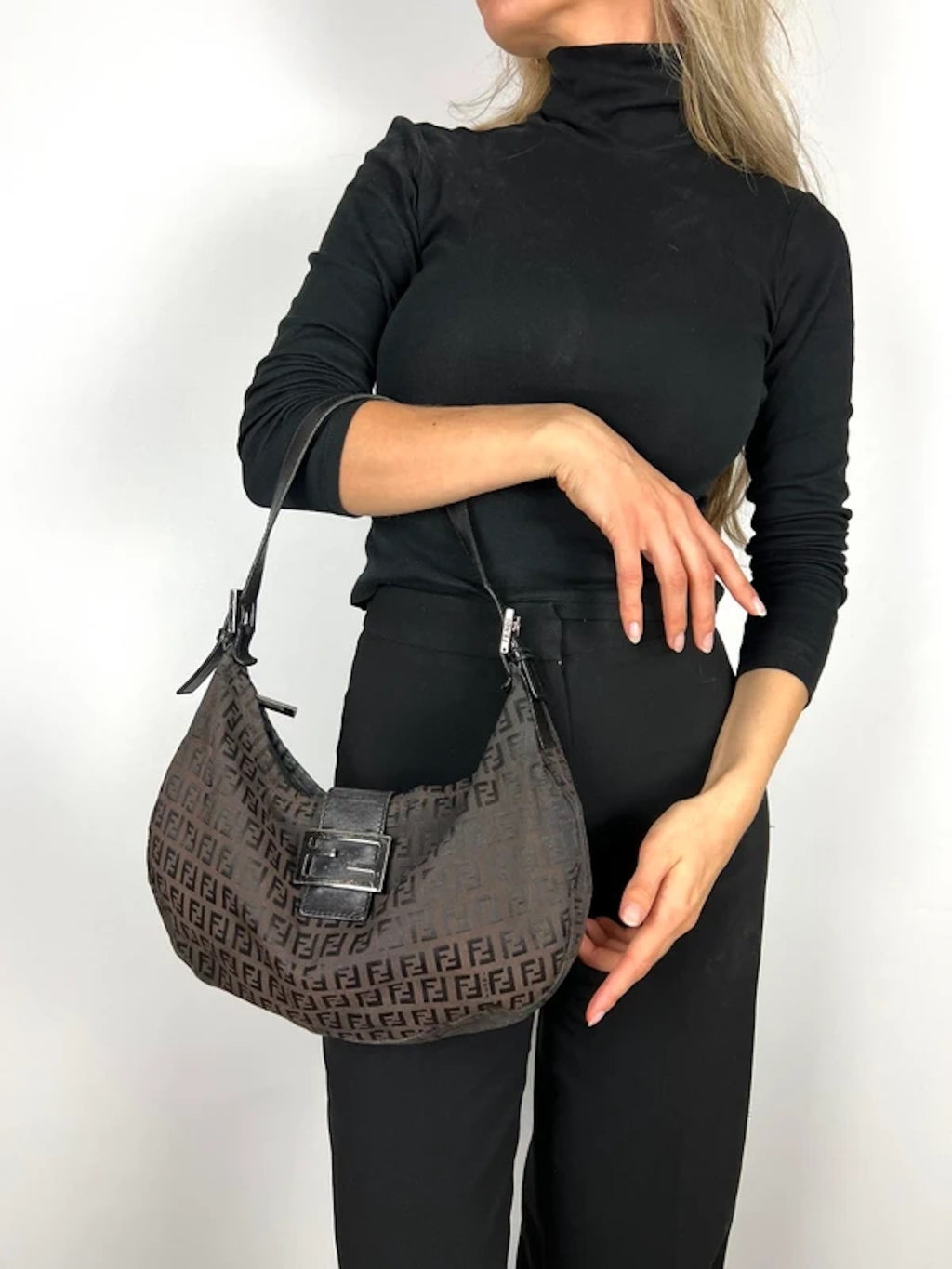 Fendi Zucchino Canvas Shoulder Bag