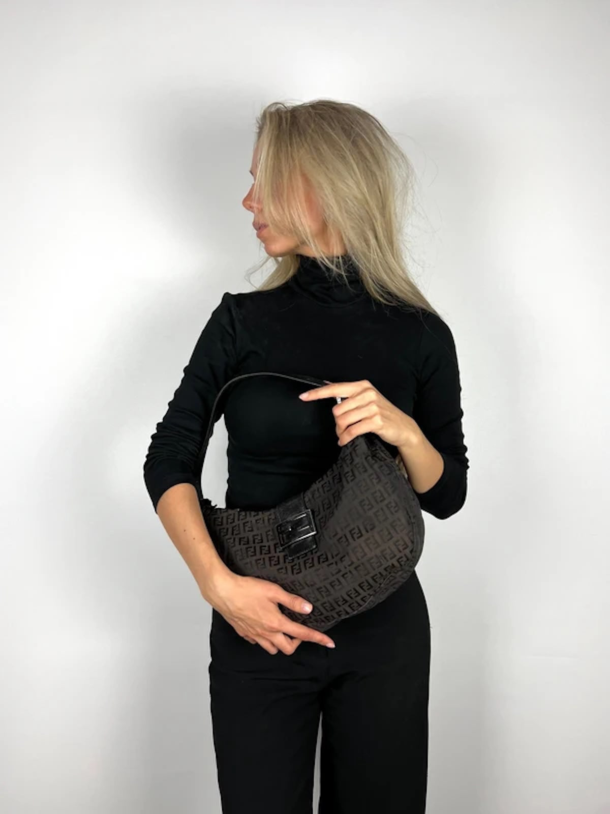 Fendi Zucchino Canvas Shoulder Bag