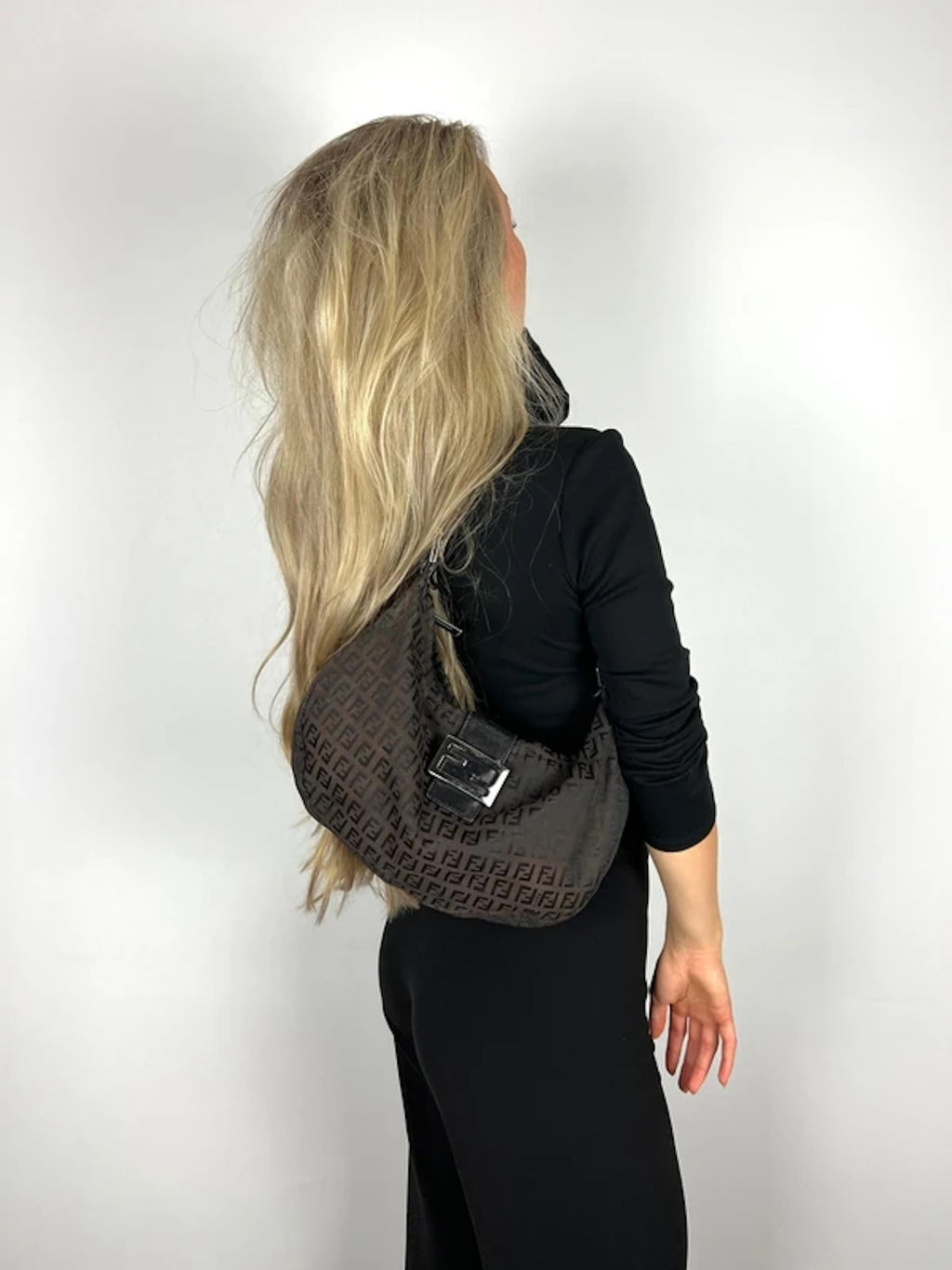 Fendi Zucchino Canvas Shoulder Bag