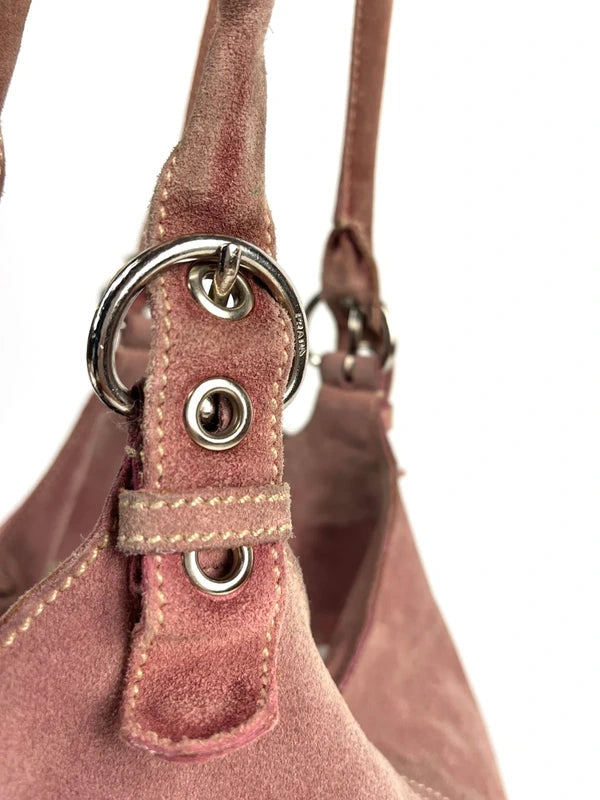 Prada Scamosciato Suede Hobo Bag Pink