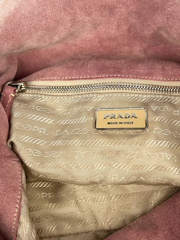 Prada Scamosciato Suede Hobo Bag Pink