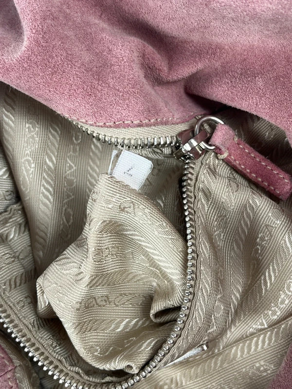 Prada Scamosciato Suede Hobo Bag Pink