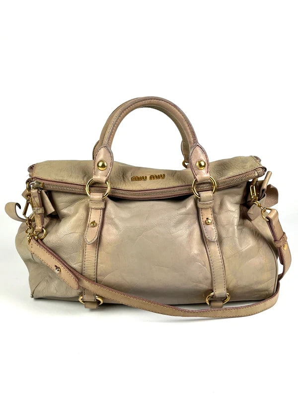 Miu Miu Bow Satchel Beige
