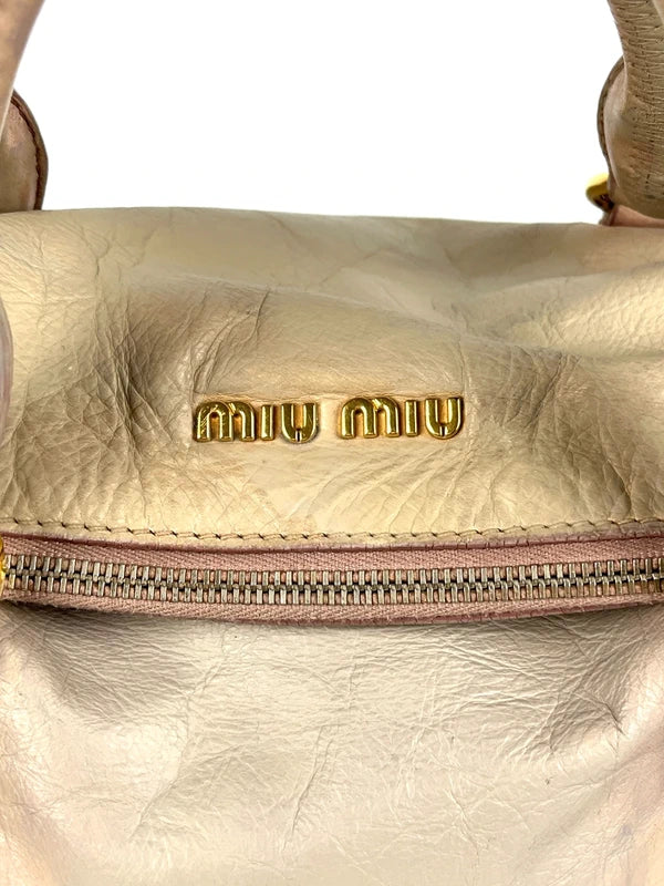 Miu Miu Bow Satchel Beige