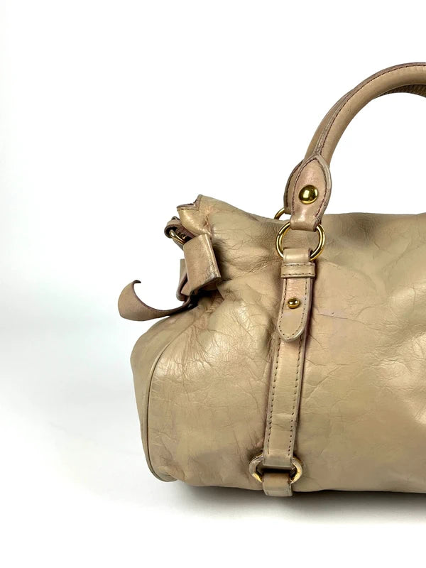 Miu Miu Bow Satchel Beige