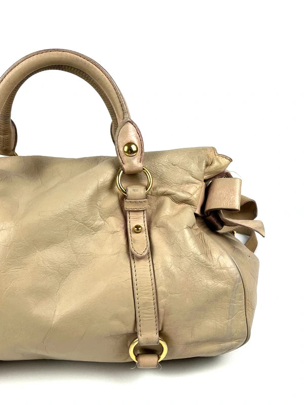 Miu Miu Bow Satchel Beige