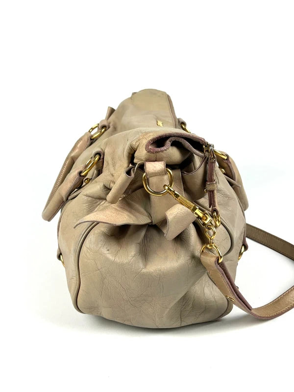 Miu Miu Bow Satchel Beige