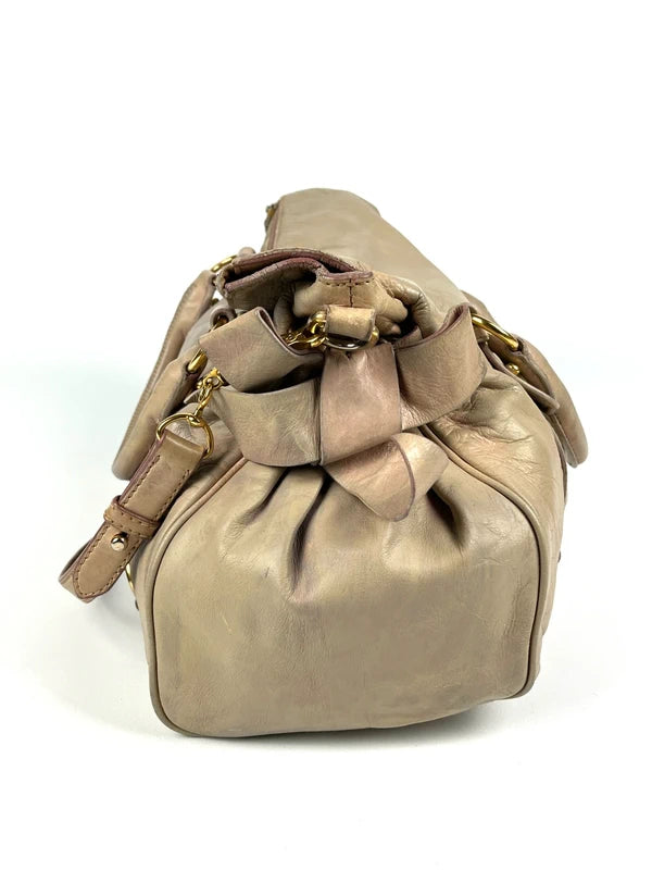 Miu Miu Bow Satchel Beige