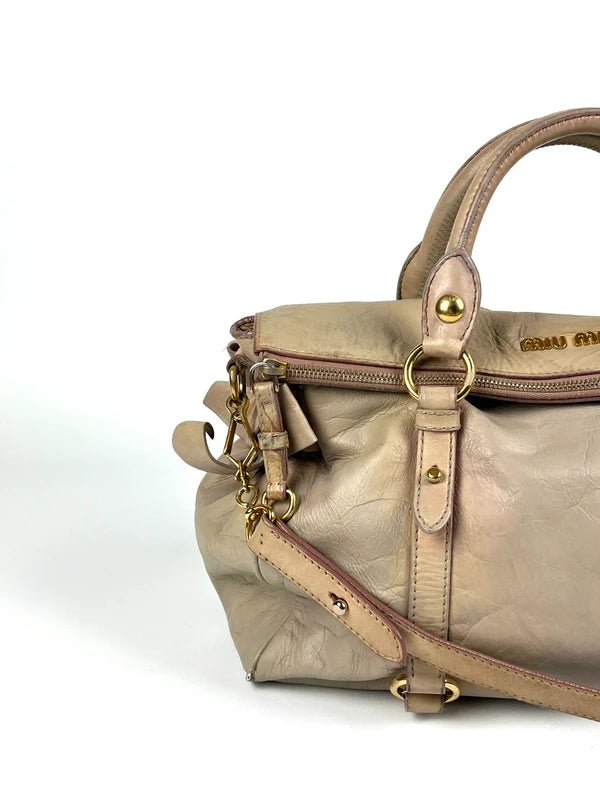 Miu Miu Bow Satchel Beige