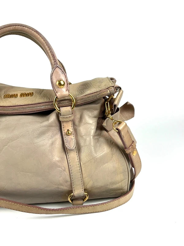 Miu Miu Bow Satchel Beige