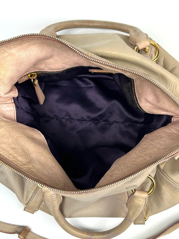 Miu Miu Bow Satchel Beige