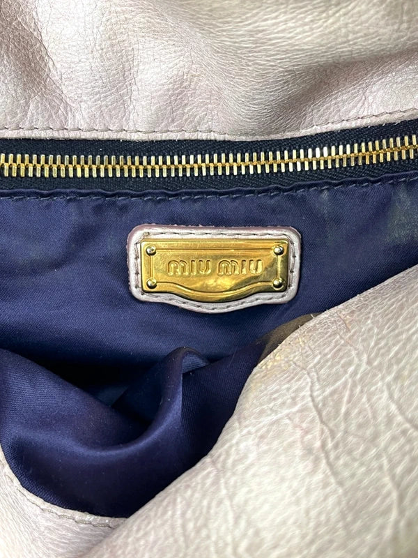 Miu Miu Bow Satchel Beige