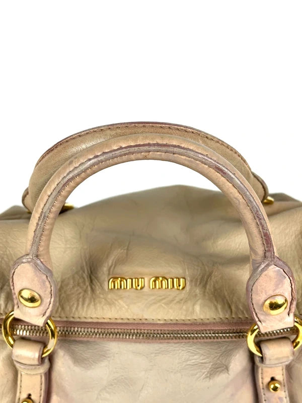 Miu Miu Bow Satchel Beige
