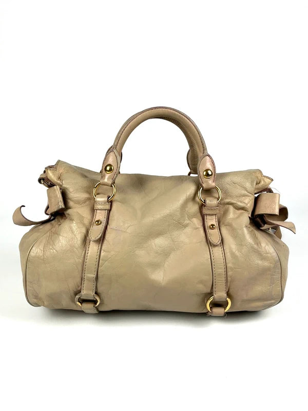 Miu Miu Bow Satchel Beige