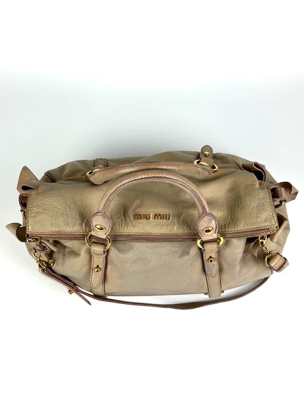 Miu Miu Bow Satchel Beige