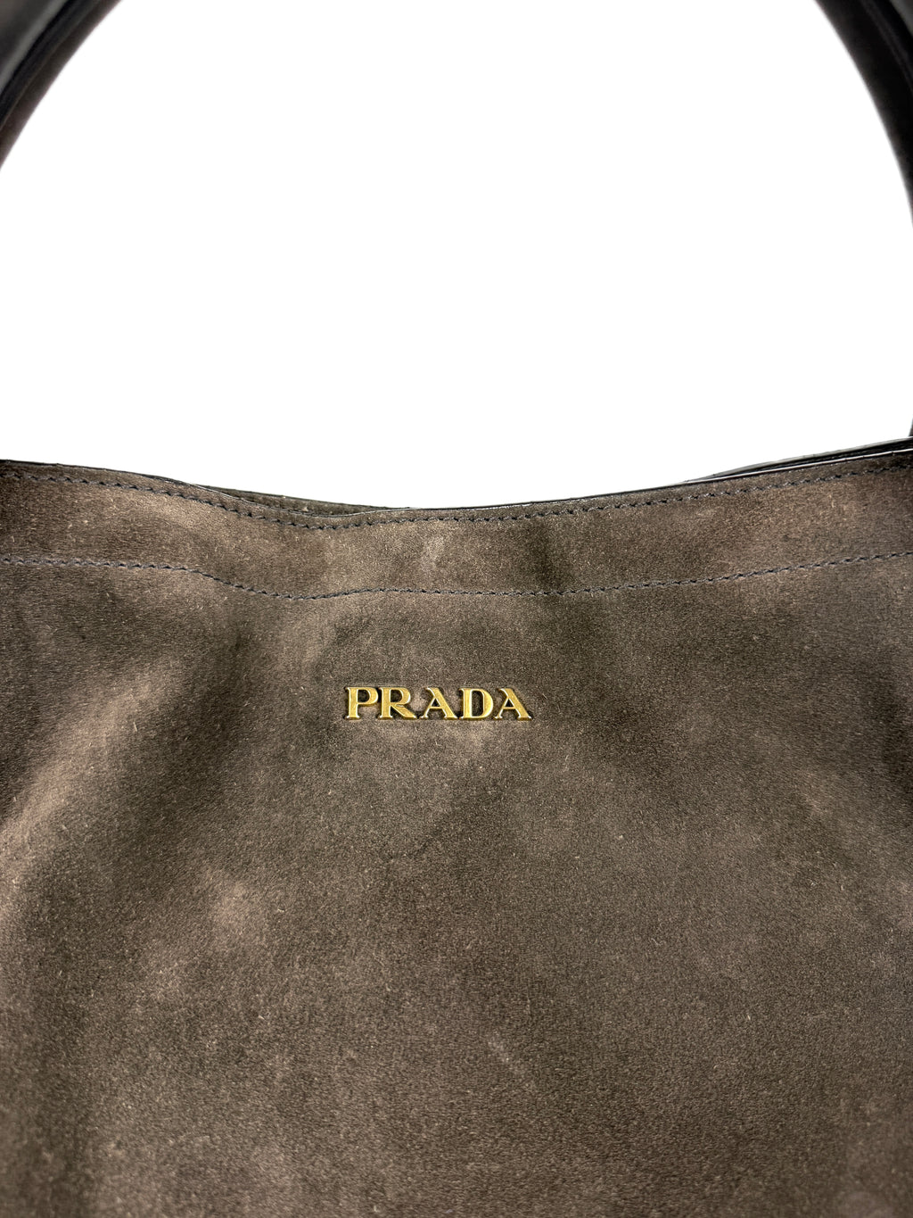 Prada Scamosciato Logo Tote Bag Braun Wildleder