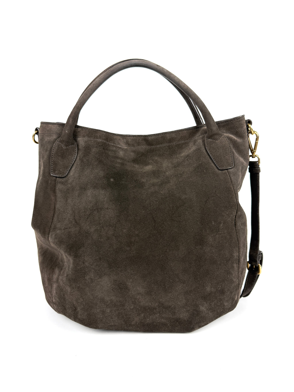 Prada Scamosciato Logo Tote Bag Braun Wildleder