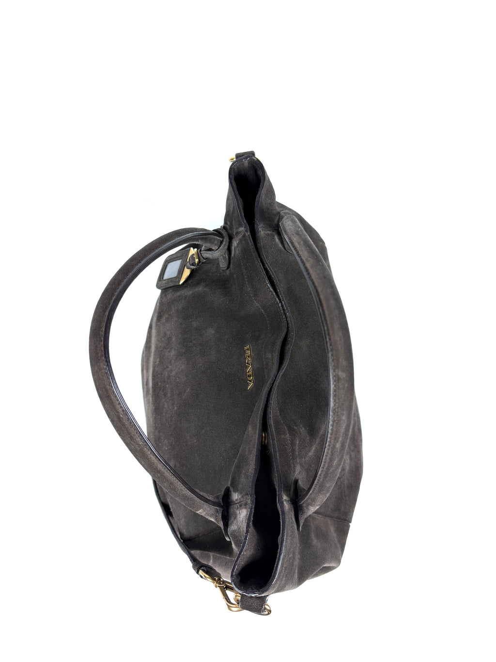 Prada Scamosciato Logo Tote Bag Braun Wildleder