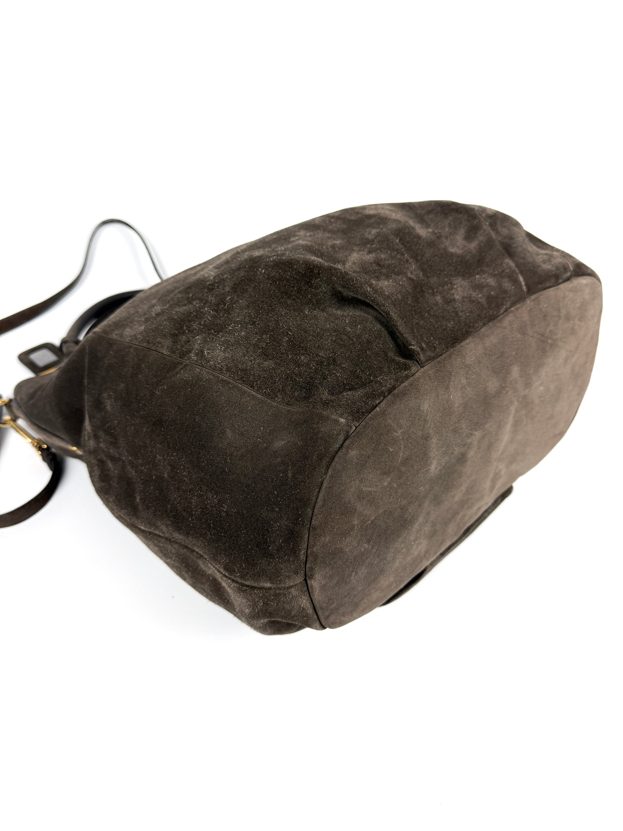 Prada Scamosciato Logo Tote Bag Braun Wildleder
