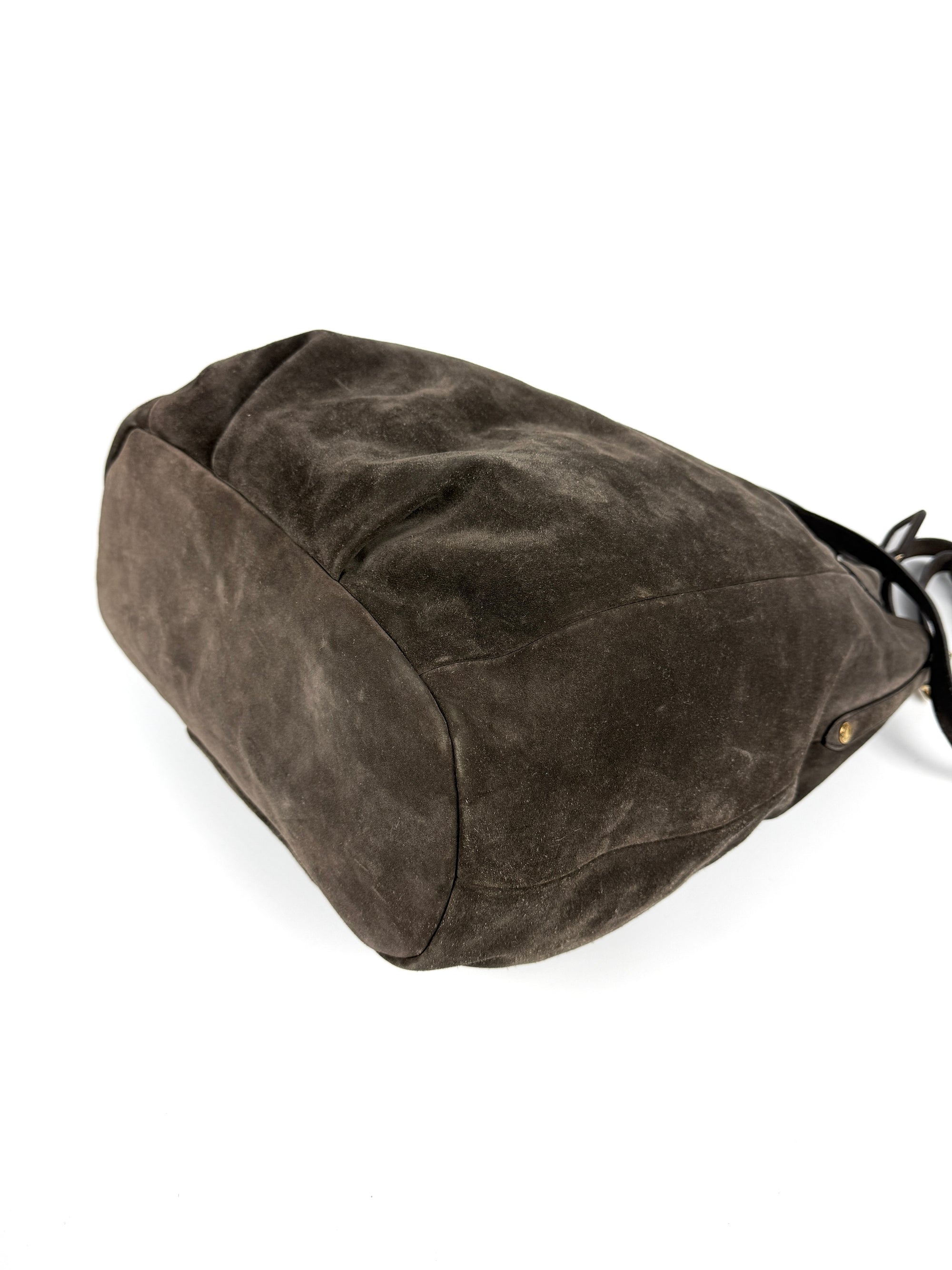Prada Scamosciato Logo Tote Bag Braun Wildleder