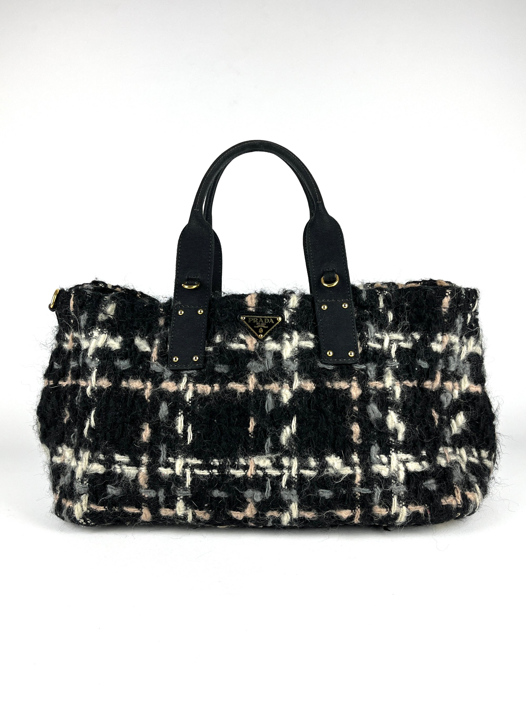 Prada Tweed Wool Travel Bag