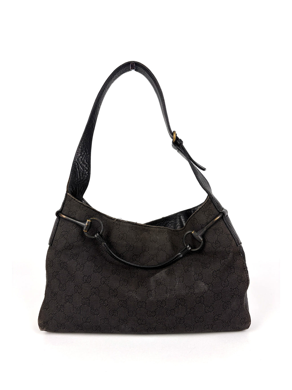 Gucci Horsebit GG Canvas Shoulder Bag
