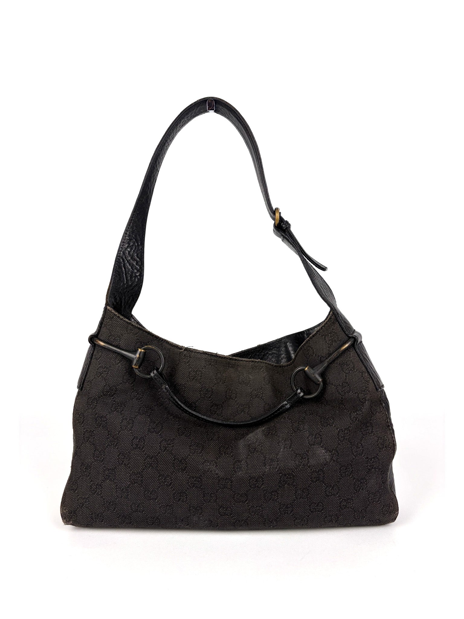 Gucci Horsebit GG Canvas Shoulder Bag